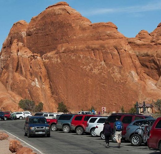 Packed Parking Lot at Devils Garden in Arches National Park
