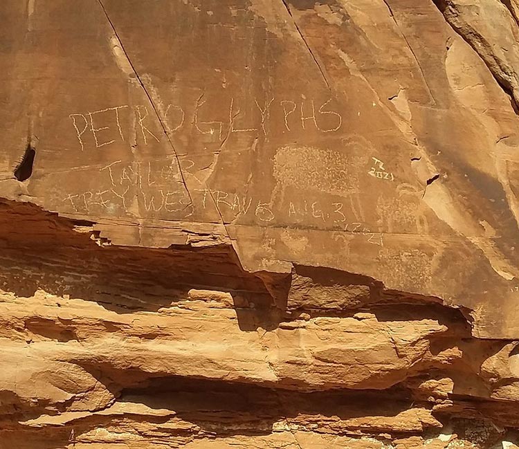 Mill Creek Canyon petroglyph vandalism