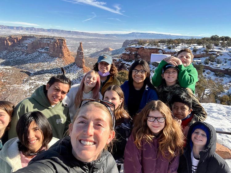 Delaney Neal with Riverside Educational Center Students. Photo courtesy of Delaney Neal